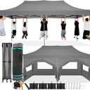 COBIZI 10x20 Pop Up Canopy with 6 Sidewall,Heavy Duty Canopy UPF 50+ All Season Wind Waterproof Commercial Outdoor Wedding Party Tents for Parties Canopy Gazebo with Roller Bag(10 x 20 ft Gray)