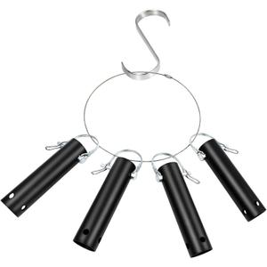 4 Pack Pool Tool Holder and Organizer,Pool Cleaning Equipment Storage with 4 Pool Tool Holder,4 Hooks,Key Chain Loop and S Shaped Hook Easy Storage Pool Cleaning Equipment Storage for Skimmers