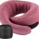 WANDER PLUS Travel Pillow, 100% Pure Memory Foam Travel Neck Pillow Airplane Neck Support Ergonomic Design Best for Sleeping Plane Car Train Office Flight for Adults Violet