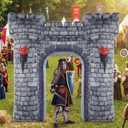 Preboun 8ft Medieval Party Inflatable Decoration Medieval Inflatable Castle Blow up Archway with Built-in Lights for Knight Birthday Cosplay Party Outdoor Yard Garden Decor