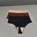 K-CHEONY Womens High Waisted Thongs No Show Panties Lightweight Soft Stretch High Cut Underwear 3 Pack (Medium)