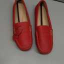 KORDAL Women's Comfortable & Lightweight Red Leather Penny Loafers Slip-Ons Cute Business Casual Dress Shoes Work Office Flats Everyday Walking Shoes Driving Mocs for Women 8 M US