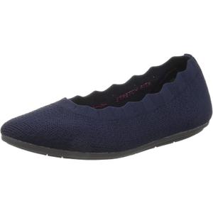 Skechers Women's Cleo 2.0-Love Spell Scalloped Knit Skimmer Flats with Air-Cooled Memory Foam Ballet (8.5, Navy)