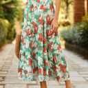 KIRUNDO Women's 2025 Fall High Waist Boho Floral Maxi Skirt Trendy Casual Flowy Swing Pleated A Line Beach Long Skirts (M)