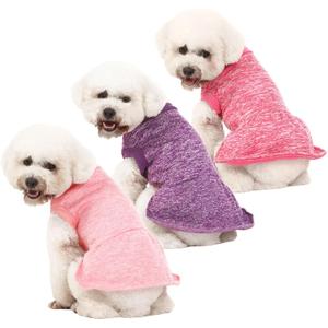 Dog Sweater, Dog Sweaters for Small Dogs, 2, 3 Pack Warm Soft Pet Clothes for Puppy, Medium Large Cat, Dogs Girl or Boy, Dog Shirt for Winter Christmas (Dress Pink+Purple+HotPink, XX-Small)