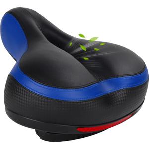 TONBUX Comfortable Bike Seat for Men & Women, Memory Foam Bicycle Seat with Dual Shock Absorbing Ball, Universal Fit Bike Saddle for Stationary, Commuter, Mountain, Road, Cruiser, Ebike (Blue)