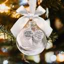 2 x Clear Christmas Memorial Ornaments Feather Ball for Christmas Tree Decorations in Memory of Loved One Charm A Piece of My Heart is in Heaven Loving Memory Gifts for Loss of Mom