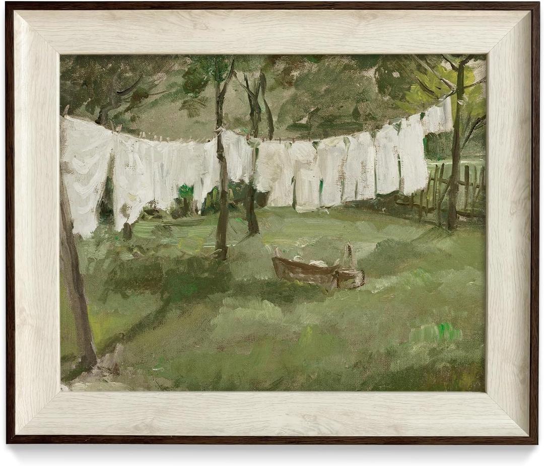 razliubit Vintage Green Framed Wall Art Prints, Replaceable Wall Decors for Room Aesthtic, Small Framed Artwork Oil Painting for Bedroom Bathroom Kitchen Office Decor(10"x12")