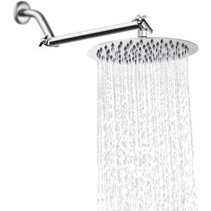 NearMoon Rain Shower Head with 11'' Adjustable Arm, High Pressure Stainless Steel Rainfall Shower, Ultra-Thin Design - Pressure Boosting (10 Inch, Chrome)