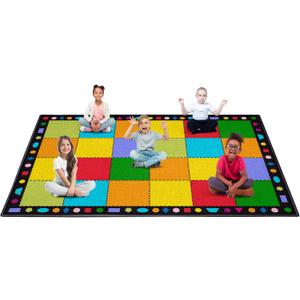 Booooom Jackson Classroom Rug Large Colorful Classroom Carpet with Non-Slip Backing, 9 x 12 ft Children's Classroom Seating Rug Elementary