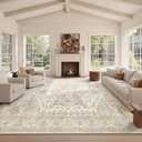 Washable Rugs 10x14 Rug for Living Room, Vintage Large Indoor Carpet Gold