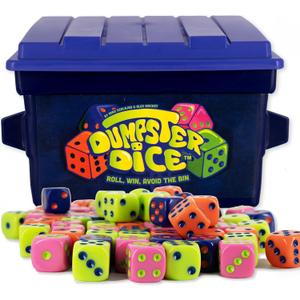 Big Discoveries Dumpster Dice Fast-Paced Family Dice Game | Fun 4-Player Board and Dice Game with Dumpster, 80 Piece Dice Set, and Graffiti Stickers | Perfect for Travel, Parties, and Game Night