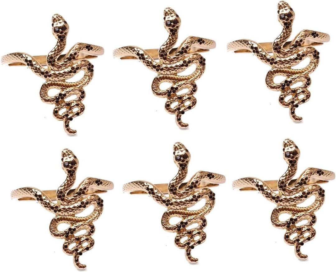 Napkin Rings Set of 6, Snake Cobra Napkin Ring Holder Animal Serviette Buckle Holders Holiday Daily Family Gathering Everyday Use Hotel Dining Table Centerpieces Decor