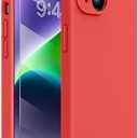 Miracase Designed for iPhone 14 Case with Screen Protector,[Upgraded Enhanced Camera Protection],Shockproof Liquid Silicone Case with Microfiber Lining, 6.1 inch, Red