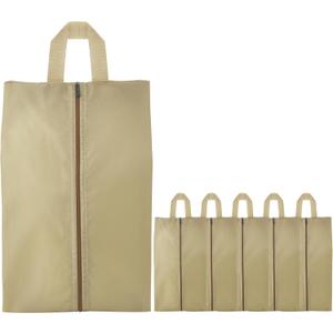 6pcs Portable Shoe Organizer, Travel Pouches with Zipper, Golf Shoe Bags, Clothes Bags, Soccer Cleats Bag Shoe Pouch for Gym, Waterproof, Odor-Resistant (Khaki)