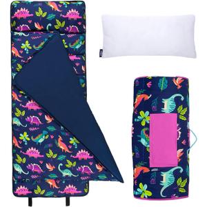 Wildkin Kids Microfiber Nap Mat Soft Sleep Mat with Pillow, Ideal for School & Travel - Dino Pals, One Size