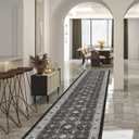 Hallway Washable Runner Rug - 2'6x14 Kitchen Rugs Entryway Rug Runner Vintage Soft Floor Mat Non Slip Indoor Farmhouse Carpet for Bathroom Living Room Bedroom (2'6''x14', Black)