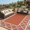 Garvee Reversible Outdoor Rug 10x14, Waterproof Outdoor Plastic Straw Rug with Interlacing Pattern, RV Mat for Picnics, Patio, Camping, Balcony, Deck, Backyard, Porch, Orange