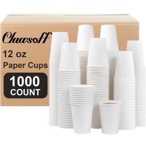 1000 Count - 12 oz Paper Coffee Cups, Disposable Coffee Cups 12 oz, Thickened White Paper Cups for Hot or Cold Beverage, Home, Office, Party, Business, Events