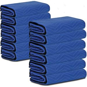 Nouva Moving Blankets 12 Pack, Heavy Duty 72" x 80" (35lb/dz) Packing Blankets Furniture Blankets Furniture Moving Pads for Protecting Furniture Moves & Storage, Dark Bule