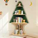 Bookshelf for Kids, Children Tree-Bookshelf, Space-Saving Montessori Toddler Corner Bookcase for Nursery, Kindergarten, Kids Rooms, Green Tree