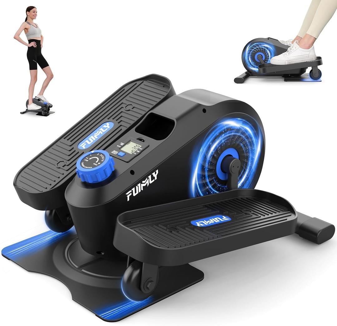 FUNMILY Under Desk Elliptical, Under Desk Bike Pedal Exerciser, Fully Assembled Leg Exerciser 2 in 1 Seated Standing Elliptical, Ultra-Quiet Mini Elliptical Machines for Home Office Use (Large, Blue)