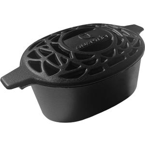 Quantfire Wood Stove Steamer Rust Resistant,Fireplace Humidifier Pot Cast Iron Steamer for Home Indoor Decorative,2.5 Quart Capacity Matte Black