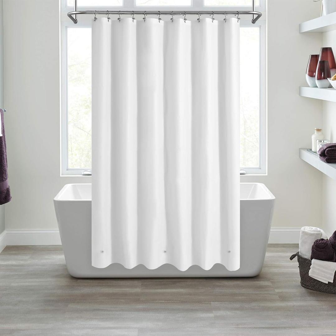 Mrs Awesome White Shower Curtain Liner with 3 Magnets, 72x72 Premium Flexible Sturdy Plastic Shower Curtain for Bathroom Lightweight & Waterproof, White