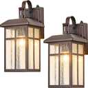 Dusk to Dawn Outdoor Wall Light Fixture Sensor Exterior Wall Sconces Oil Rubbed Bronze Outside Wall Lamp for House Porch Light with Seeded Glass Waterproof Outdoor Garage Light Wall Mount E26 2-Pack