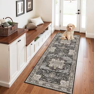 RUUGME Washable 3x6 runner rug: Perfect for Entryway/Hallway/Kitchen/Bathroom Easy to Clean & High-Traffic Durability Stain Resistant and Thin Home Daily Use - Gifts for Households/Newlyweds 3x6 black