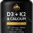 Vitamin D3 K2 Calcium - Bone Heart Muscle Support 5000 IU, BBD 04/2027