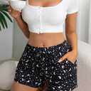 X-Image Women's Comfy Stretch Summer Beach Shorts Casual Pajama Shorts Yoga Short Pants with Elastic Drawstring & Pockets (Black, XXXL)