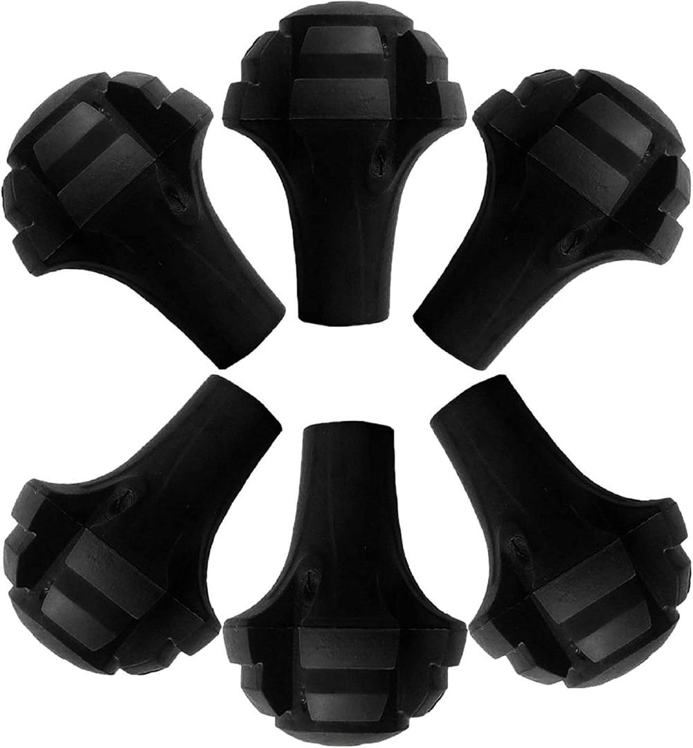 Trekking Poles Tips, Rubber Hiking Sticks End Caps Protectors Replacement Accessorie Fit Most Hiking Trekking Walking Canes (6 Pieces)
