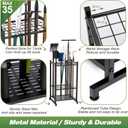 Garden Tool Organizer, Yard Tool Tower Rack for Garage Organization and Storage, Up to 35 Long-Handled Tools/Rakes/Brooms, Heavy Duty Steel Garden Tool Stand for Shed, Outdoor, Black