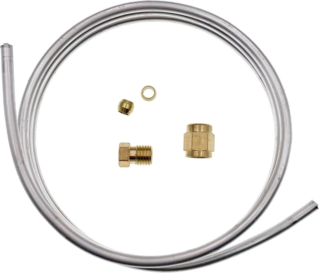 0.16"(4mm) Aluminum Tubing Kit,Gas Pilot Tubing Kit with Compression Olive Fittings M8x1 Female and Male Nuts, Valve Pilot Burner Tube Pipe Assembly,Length 39.5 Inch