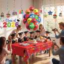 Wettarn 47 Pcs 2026 Pre School Graduation Decorations Pre k Graduation Decorations Include Kindergarten Table Cover 10 Congrats Hanging Swirl 36 Pcs Graduate Balloon for Congrats Grad Party(Red)