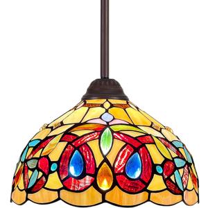 Capulina Tiffany Lamp Cream Brown Stained Glass Pendant Light 12 Inches
