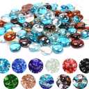 GRISUN 1/2 inch Blend Fire Glass Beads for Fire Pit - 10 Pounds Reflective Round Glass, Decorative for Natural or Propane Fireplace, Ultra Clear, Caribbean Blue, Amber