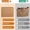 BURVAGY 16x6x12 Inch 100 Pcs Large Kraft Paper Bags with Handles Bulk, Brown Gift Kraft Shopping Bags for Small Business Boutique Retail Grocery