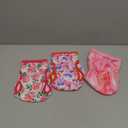 3 x wegreeco Frenchie Dog Diapers Female No Tail Hole,Washable Pet French Puppy Bulldog Diapers Female for Period Heat,Reusable Doggy Doggie Dog Diapers Ocean of Flowers, Medium