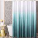 YI & ZE Teal Blue Ombre Shower Curtain Sets for Bathroom Accessories Fabric Polyester Waterproof Modern Shower Curtain Liner with 6 Hooks W36xL72