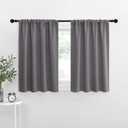 NICETOWN Short Curtains, Grey Window Curtains for Bedroom, Home Decoration Thermal Insulated Rod Pocket Blackout Blinds & Drapes for Small Windows (Gray, 2 Panels, W42 x L36 -Inch)