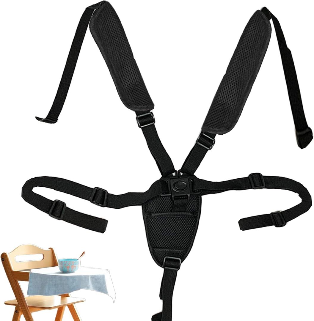 LiXiongBao 4in1 Universal 5 Point High Chairs Harness Straps,Seat Straps Crotch Cushion Shoulder Pads,Universal Baby Haeness Belt Holder,Include 2 Shoulder Pads & 1 Guarding Pad