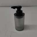 Automatic Touchless Glass Soap Dispenser, Rechargeable Hands Free Ribbed Liquid Soap Dispenser with Chrome-Finished Electric Sensor Pump, Refillable Bottle for Bathroom Kitchen Countertop Gray