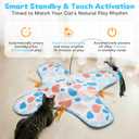 Interactive Cat Toys with Bird, Hide and Seek Cat Toy, 2 in 1 Automatic Moving Concealed Feathers for Indoor Cats, Non-Slip Suction, Touch Activated, USB Rechargeable, Blue