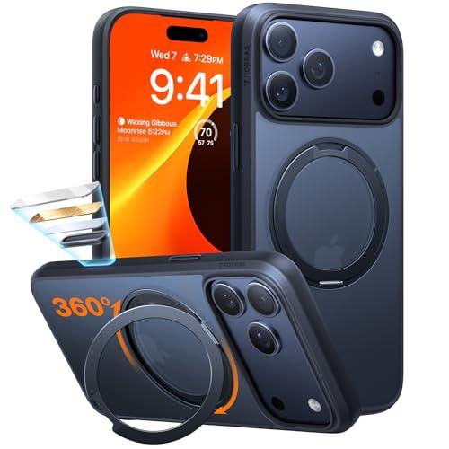 TORRAS Upgrade 360 Magnetic Stand for iPhone 17 PRO Case with Camera Control Button, Fit for MagSafe, Mil-Grade Protection, Slim Soft Edge Translucent Back for iPhone 17Pro 6.3 inch, Black