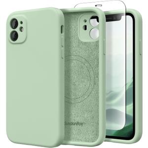 Magnetic for iPhone 11 Phone Case Silicone, Compatible with MagSafe, [Full Camera Protection][Screen Protector] Slim Shockproof Protective Case for iPhone 11 6.1", Light Cyan