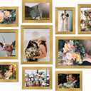 LUCKYLIFE Picture Frames Collage Wall Decor 10-Pack, Gallery Wall Frame Set with 8x10 5x7 4x6, Gold