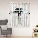 Marble Luxury Gold Tier and Swag Window Curtain Set, 3Pcs Kitchen Curtain Marble Art Valance Set White Rod Pocket Curtain for Kitchen Window Modern Unique Patterns