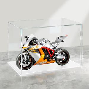 LANSCOERY Acrylic Display Case, Assemble Showcase Display Box for Collectibles, with Dustproof & Seamless Display Design, 8x6x6 inch White Base